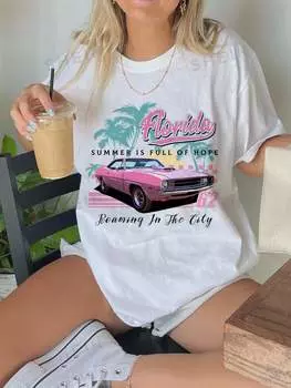 Футболка женская Shein Ezwear с круглым вырезом и рисунком животных, белый