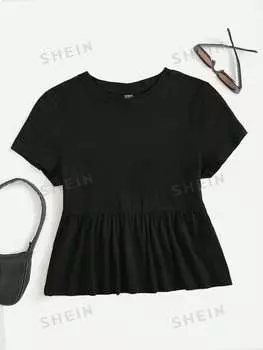 Футболка женская Shein Ezwear трикотажная, черный