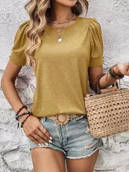 Футболка женская Shein Lune с объемными рукавами, желтый