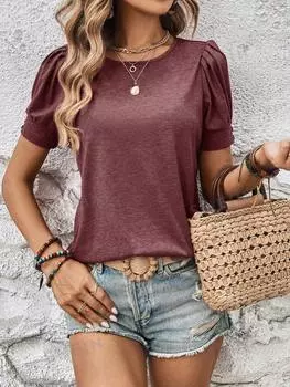 Футболка женская Shein Lune с объемными рукавами, красный