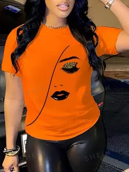 Футболка женская Shein Slayr с принтом, оранжевый