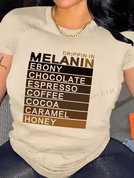 Футболка женская Shein Slayr с принтом слогана, бежевый