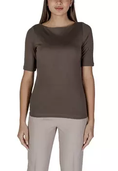 Футболка женская Street One из хлопка и модала, коричневый