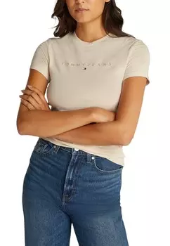 Футболка женская Tommy Jeans облегающего кроя, бежевый