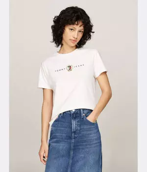 Футболка женская Tommy Jeans с надписью на груди, белый
