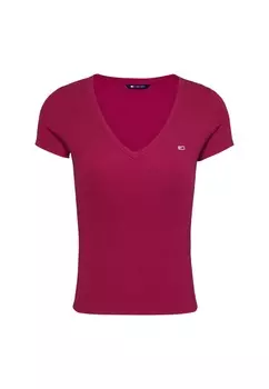 Футболка женская Tommy Jeans с V-образным вырезом, красный