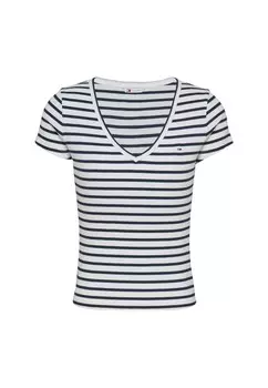 Футболка женская Tommy Jeans в полоску, бело-черный