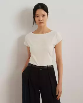 Футболка женская трикотажная с короткими рукавами Lauren Ralph Lauren, белый