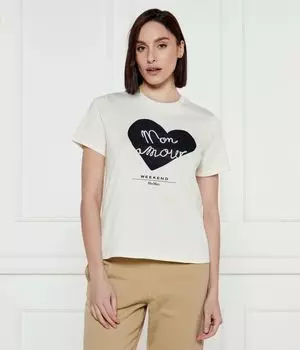 Футболка женская Weekend Maxmara хлопковая с сердцем, экрю
