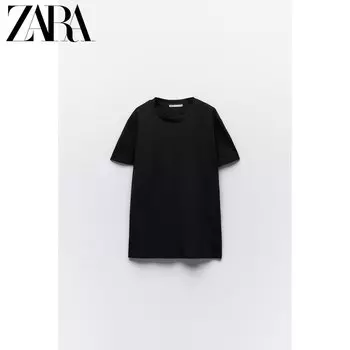 Футболка женская Zara с круглым вырезом, черный