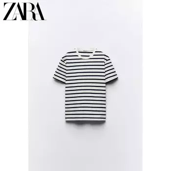 Футболка женская Zara в полоску, белый