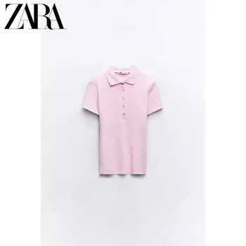 Футболка женская Zara в рубчик, светло - розовый