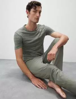 Футболка-жилет в полоску из хлопка и модала Supima Autograph, дымчато-зеленый