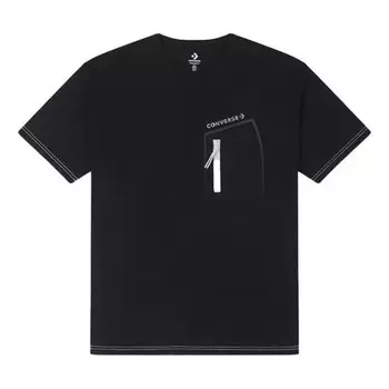 Футболка zip pocket logo t-shirt 'black' Converse, черный