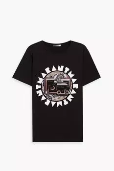 Футболка Zoa из хлопкового джерси с принтом ISABEL MARANT, черный
