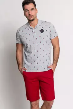 Футболкас воротником Budmil, серый