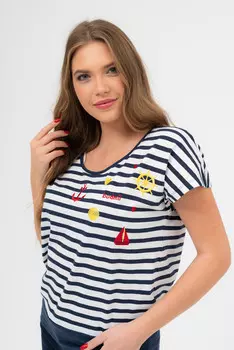 Футболкав стиле кэжуал Budmil, синий/белый