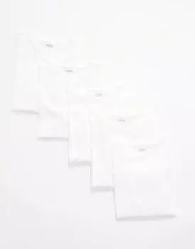 Футболки ASOS DESIGN Essential, 5 пар, с круглым вырезом, белого цвета