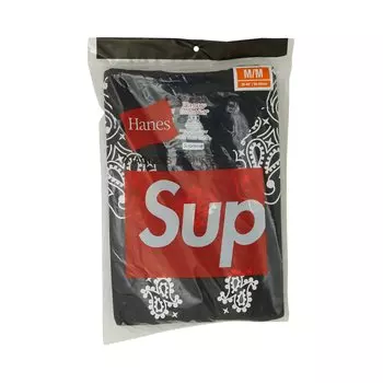 Футболки-банданы Supreme x Hanes без тегов (2 шт.), черные
