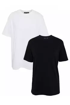 Футболки бойфренда из хлопка, удлиненные, 2 шт в упаковке Threadbare, черный