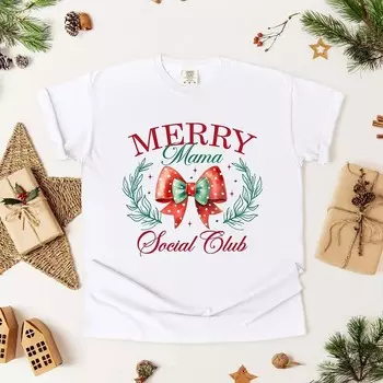 Футболки Coquette Merry Mama Social Club, окрашенные в готовую одежду Simply Sage Market, серый