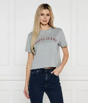 Футболки Guess Jeans Collegiate Cropped Fit, серый
