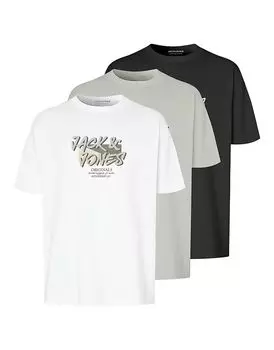 Футболки Jack & Jones белого/хаки/черного цвета