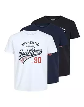 Футболки Jack & Jones черного / темно-синего / белого цвета