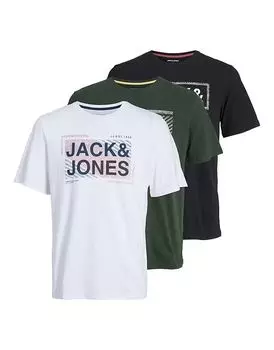Футболки Jack & Jones черного / зеленого / белого цвета