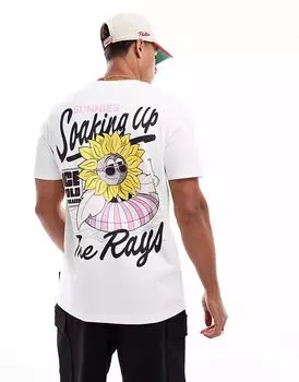 Футболки Lyle & Scott Ss, солнцезащитные очки, футболка с принтом «бар у бассейна» в цвете 626 белого цвета