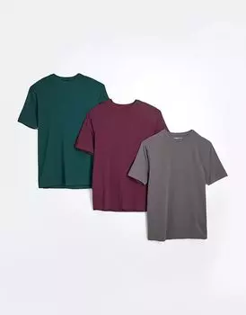Футболки Muscle Fit, 3 шт. в упаковке, разноцветные River Island