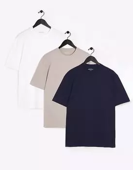 Футболки Regular Fit, 3 шт. в упаковке, многоцветные River Island