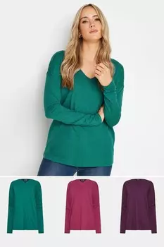 Футболки с длинным рукавом, 3 шт в упаковке Long Tall Sally, розовый