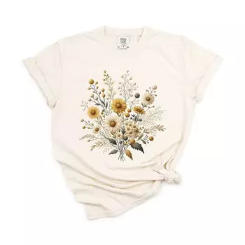 Футболки с кремовым и золотым букетом, окрашенные в готовую одежду Simply Sage Market, цвет Ivory