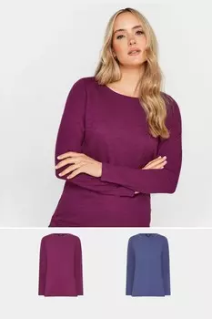 Футболки с круглым вырезом, 2 шт в упаковке Long Tall Sally, фиолетовый