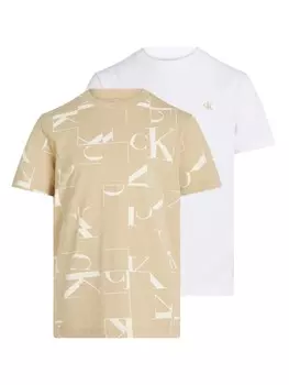 Футболки с монограммным принтом (комплект из двух штук) Calvin Klein Jeans, нейтральный цвет
