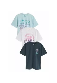 Футболки с принтом 3 PACK REGULAR FIT Next, синий