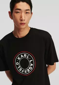 Футболки с принтом CIRCLE LOGO KARL LAGERFELD, черный
