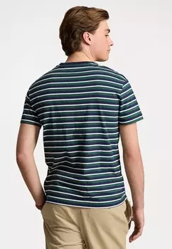 Футболки с принтом CLASSIC FIT STRIPED JERSEY T-SHIRT Ralph Lauren, темно-зеленый
