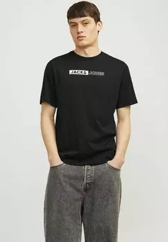 Футболки с принтом CORP LOGO PLAY O-NECK Jack & Jones, черный