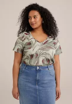 Футболки с принтом CURVE WE Fashion, светло-зеленый