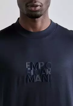 Футболки с принтом Emporio Armani, темно-синий