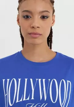 Футболки с принтом Even&Odd, синий