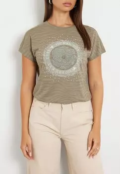 Футболки с принтом FRONT Guess, зеленый