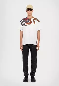 Футболки с принтом FULL SNAKE Just Cavalli, белый