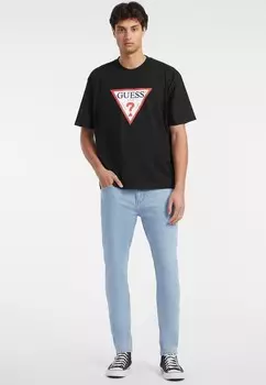 Футболки с принтом ICONIC Guess Jeans, черный