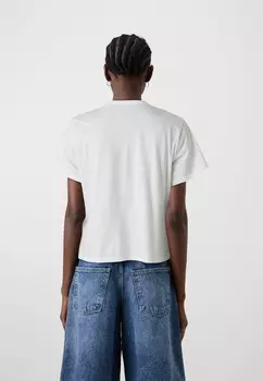 Футболки с принтом IMAGERY LOGO SKIMMING TEE Abercrombie & Fitch, белый