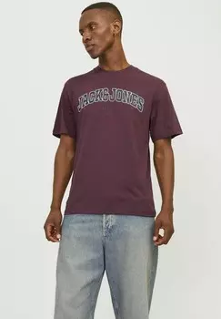 Футболки с принтом Jack & Jones, темно-красный