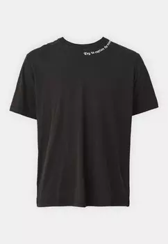 Футболки с принтом JORMOMENT WASHED TEE CREW NECK UNISEX Jack & Jones, черный