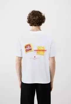 Футболки с принтом JORREALMEAL TEE UNISEX Jack & Jones, белый